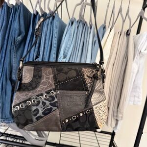 Coach Patchwork Crossbody Bag - Black and Gray